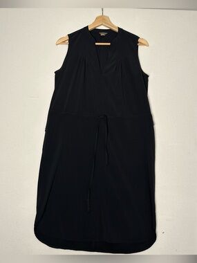 Eddie Bauer Sleeveless Black Drawstring Midi Dress stretchy